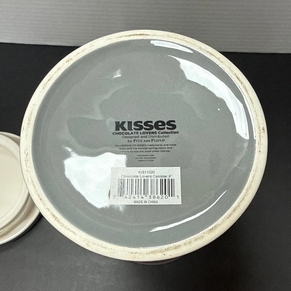 Hershey's Kisses Fitz and Floyd Chocolate Lovers Grey Ceramic Canister Jar 9